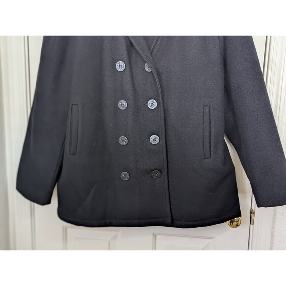 VTG Schott DUR O JAC Wool Pea Coat Mens XL Black Double Breast Quilted Liner - Picture 3 of 14